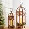Glitzhome® Farmhouse Natural Wooden Church Window Frame Lanterns, 2ct.